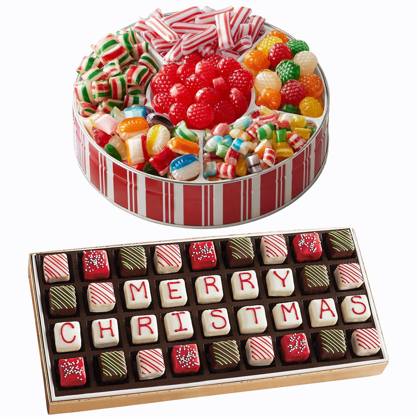 The Swiss Colony Merry Christmas Petits Fours Gourmet Mini Layer Cakes  Red Velvet  Strawberry  Double Chocolate  And Vanilla With Traditional Old Fashioned Candy Hard Candy  Raspberry Drops  And More