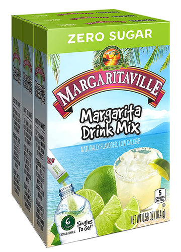 Margaritaville Margarita Singles To Go Drink Mix, 6 CT, Pack of 3, 0.58 Ounce
