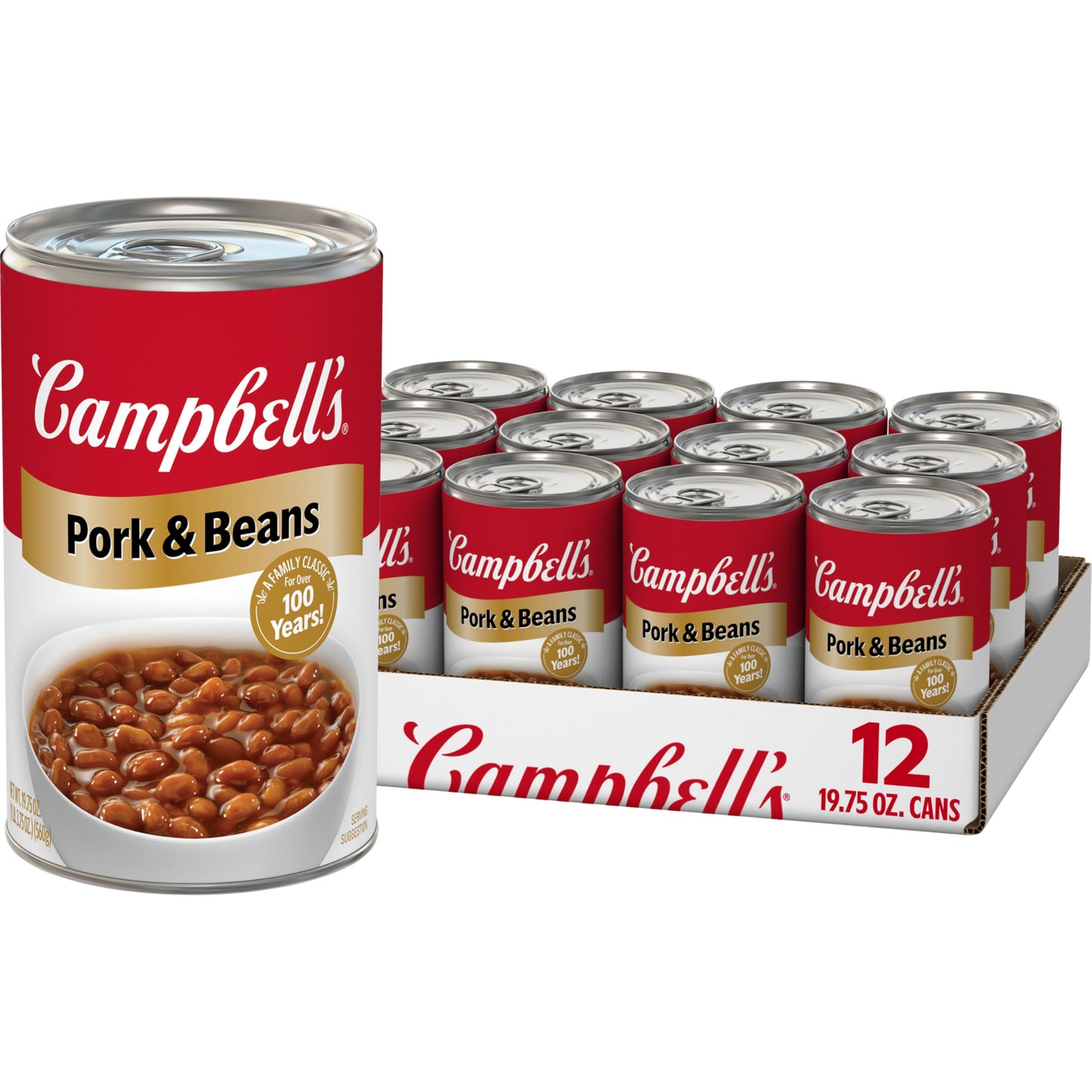 Campbell s Canned Beans, Pork and Beans, 19.75 oz. Can (Pack of 12)