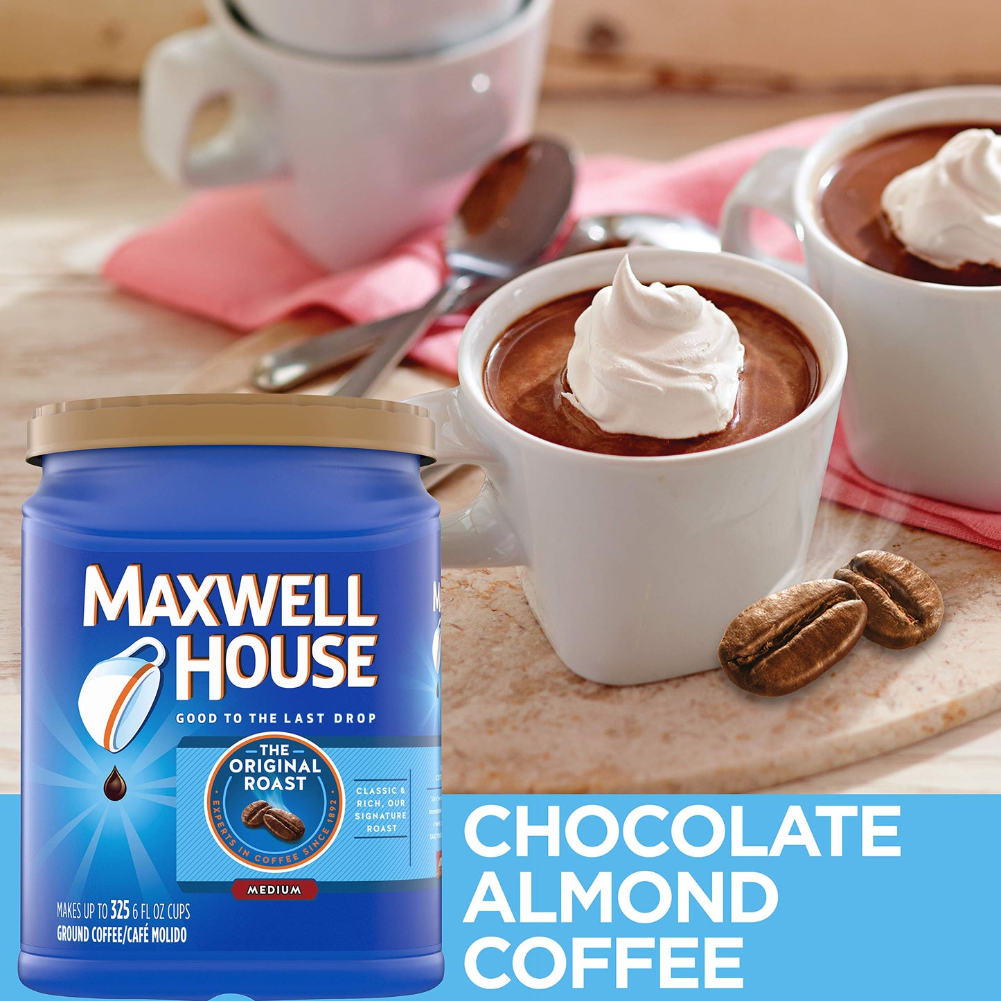 Maxwell House Original Medium Roast Ground Coffee, 42.5 oz Canister, Multicolor, Rich Flavor for Perfect Brews