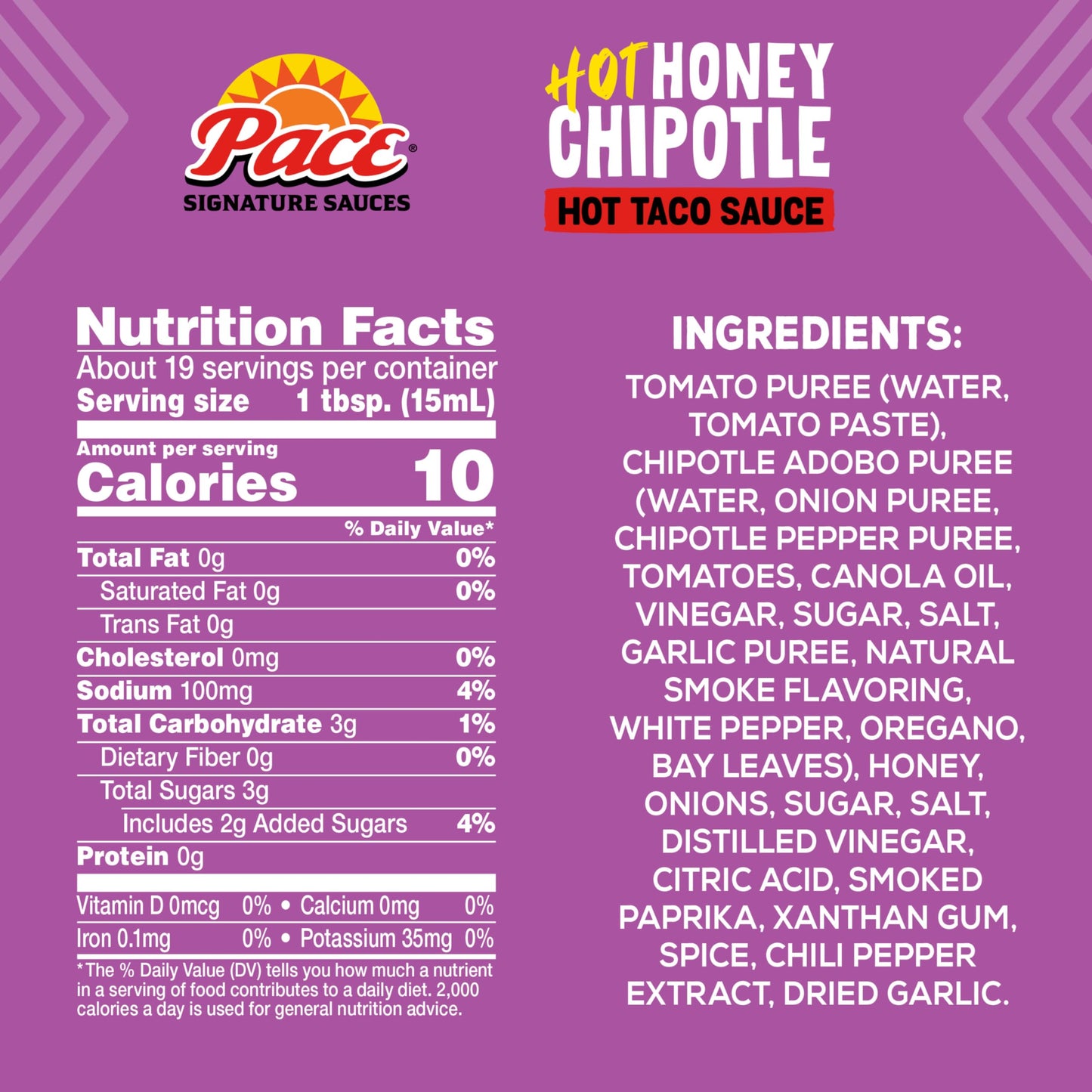 Pace Hot Honey Chipotle Signature Sauce, 11.1 Oz (8 Pack)