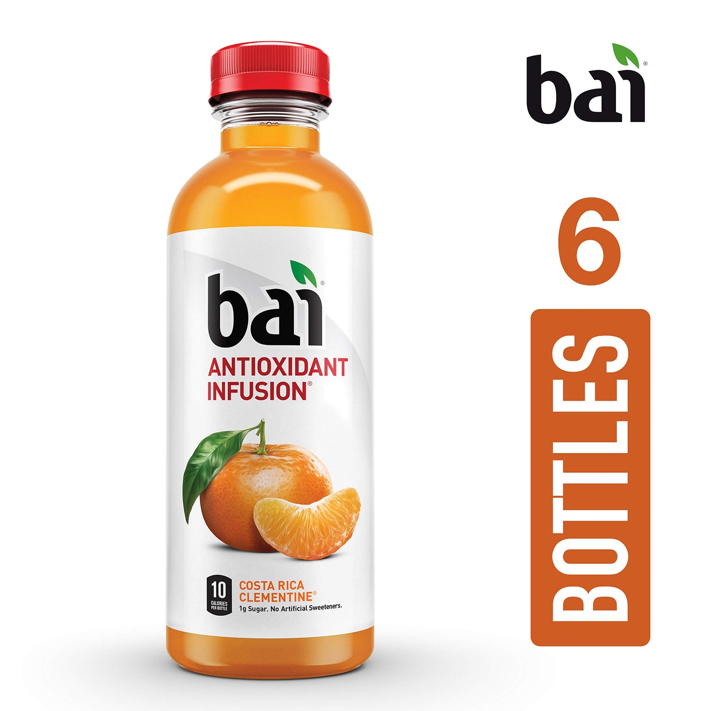 Bai Flavored Water, Costa Rica Clementine, Antioxidant Infused Drinks, 18 Fl Oz (pack of 6)