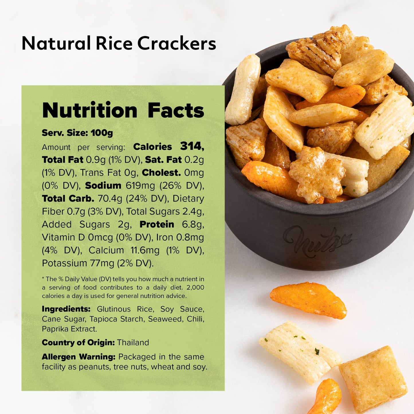 Nuts U.S. - Oriental Rice Crackers | No Artificial Colors | Crunchy | Natural | Packed In A Resealable Bag!!! (2 Lbs)