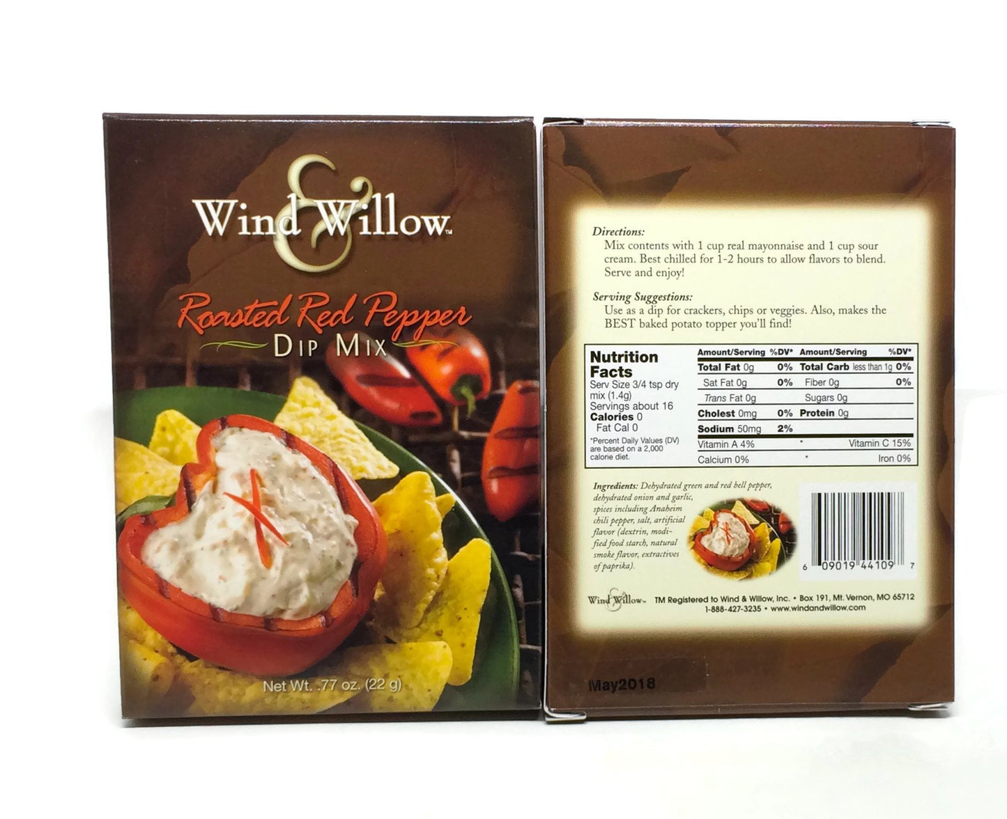 Wind & Willow Dip Mix 4 Flavor Variety Bundle: Cheesy Bacon, Roasted Red Pepper, Asagio And Roasted Garlic, And Fiesta Ranchero