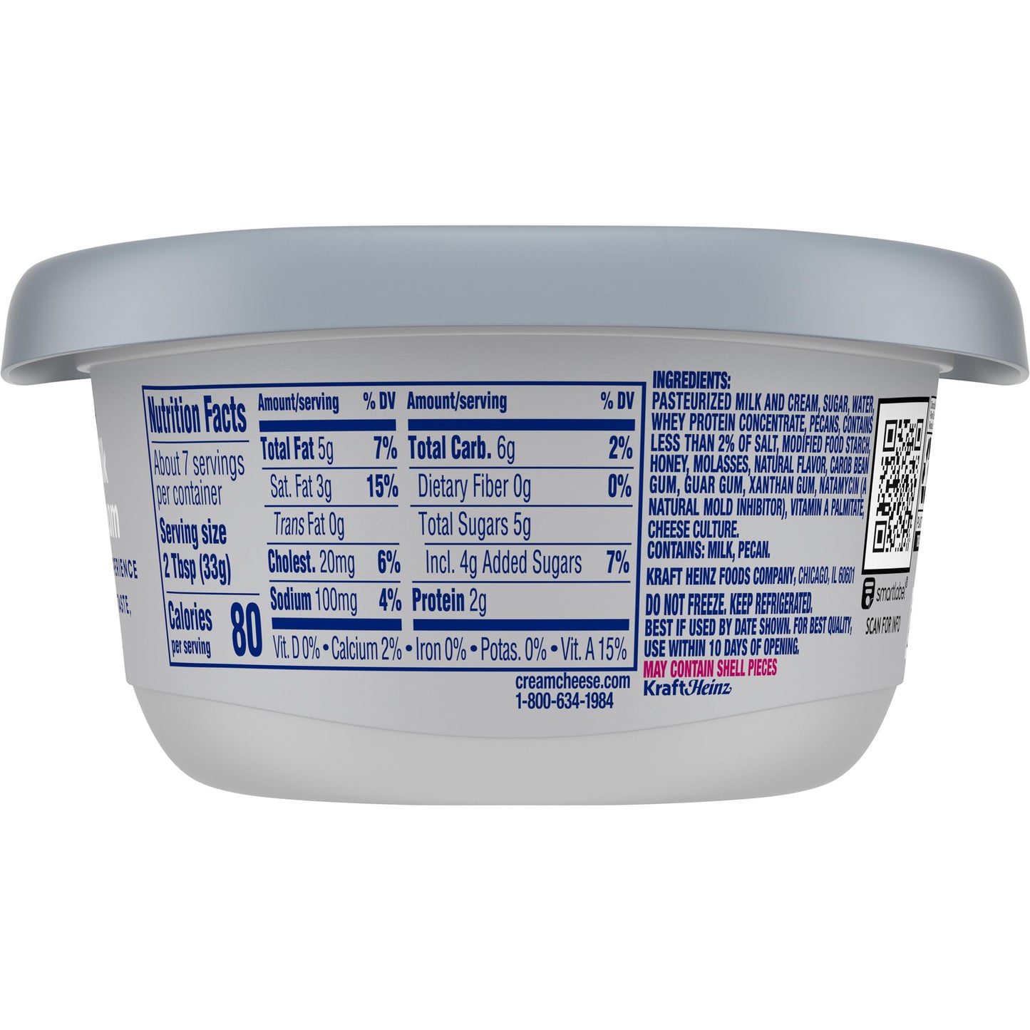 Philadelphia Honey Pecan Cream Cheese Spread, 7.5 oz Tub