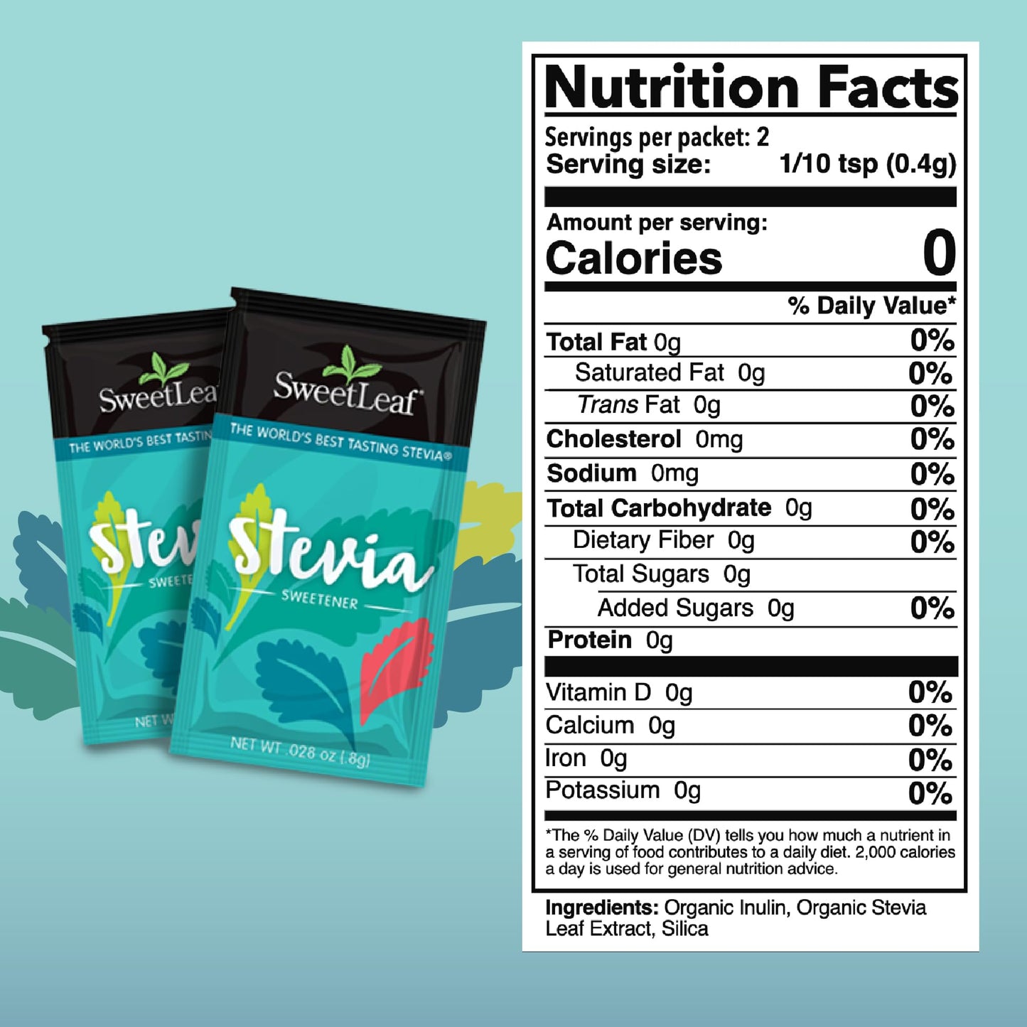 SweetLeaf Stevia Powder Packets - Zero Calorie Sweetener with Stevia Leaf Extract, No Artificial Sweetener Additive, Sugar Free,