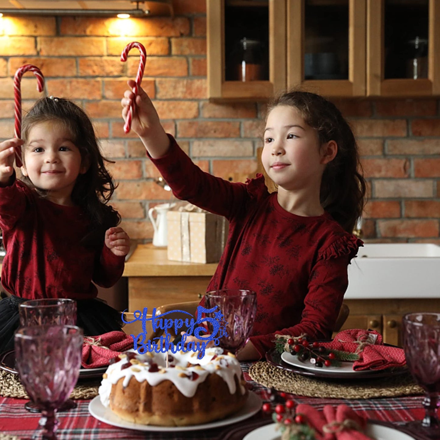 Rssta i Birthday Cake Topper - Glitter Number 5, Deep Blue, Paper, 5th Birthday Decoration, Model XM223-deep blue 5th