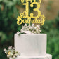 13 Birthday Cake Topper - Double Sided Gold Glitter, Happy 13th birthday Cake Topper for girls,13 Cake decorations For girls, 13