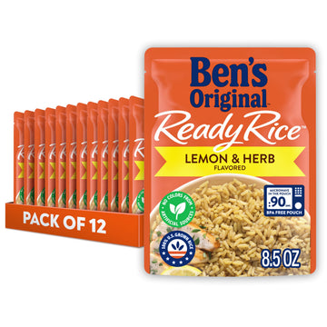 BenS Original Ready Rice Lemon And Herb Flavored Rice, Easy Dinner Side, 8.5 Oz Pouch (Pack Of 12)