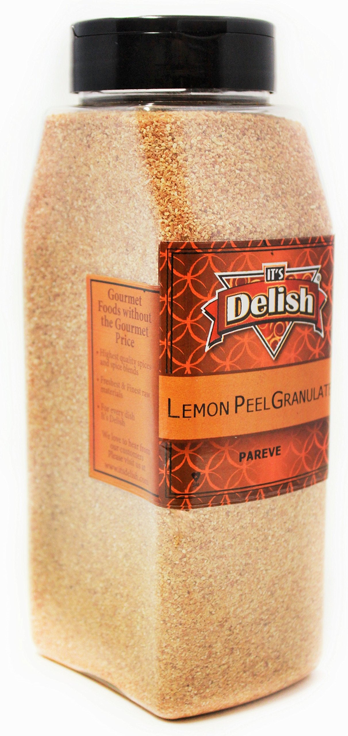 Its Delish Gourmet Granulated Lemon Peel - 100% Natural - 18 Oz Jar - Kosher, Vegan - Perfect for Tea, Cooking, Baking, Flavoring