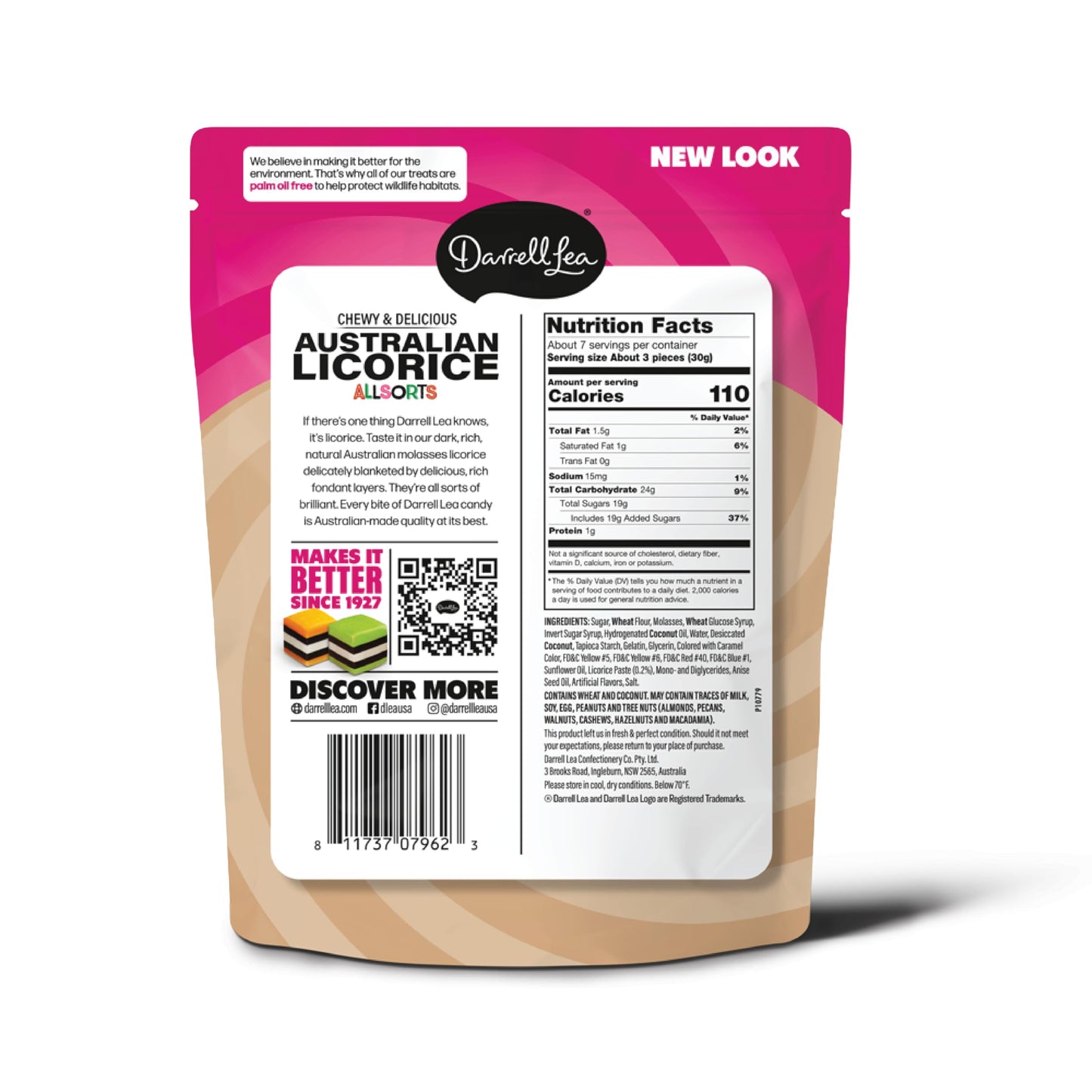 Darrell Lea Soft Licorice Allsorts, Non-GMO, 7 Ounce Bag (8-Pack), Black