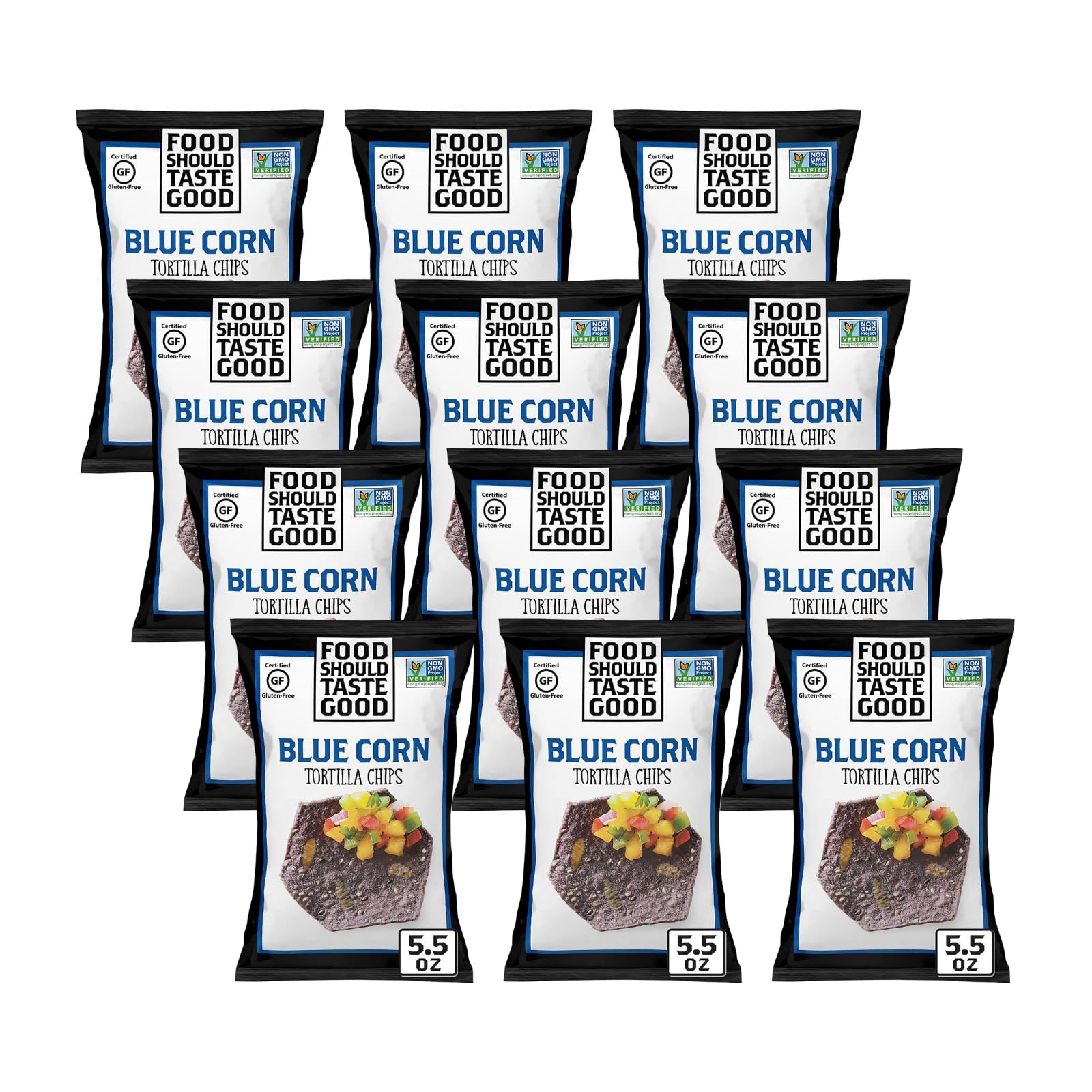 Food Should Taste Good Gluten Free Blue Corn Tortilla Chips 5.5 oz. (Pack of 12)