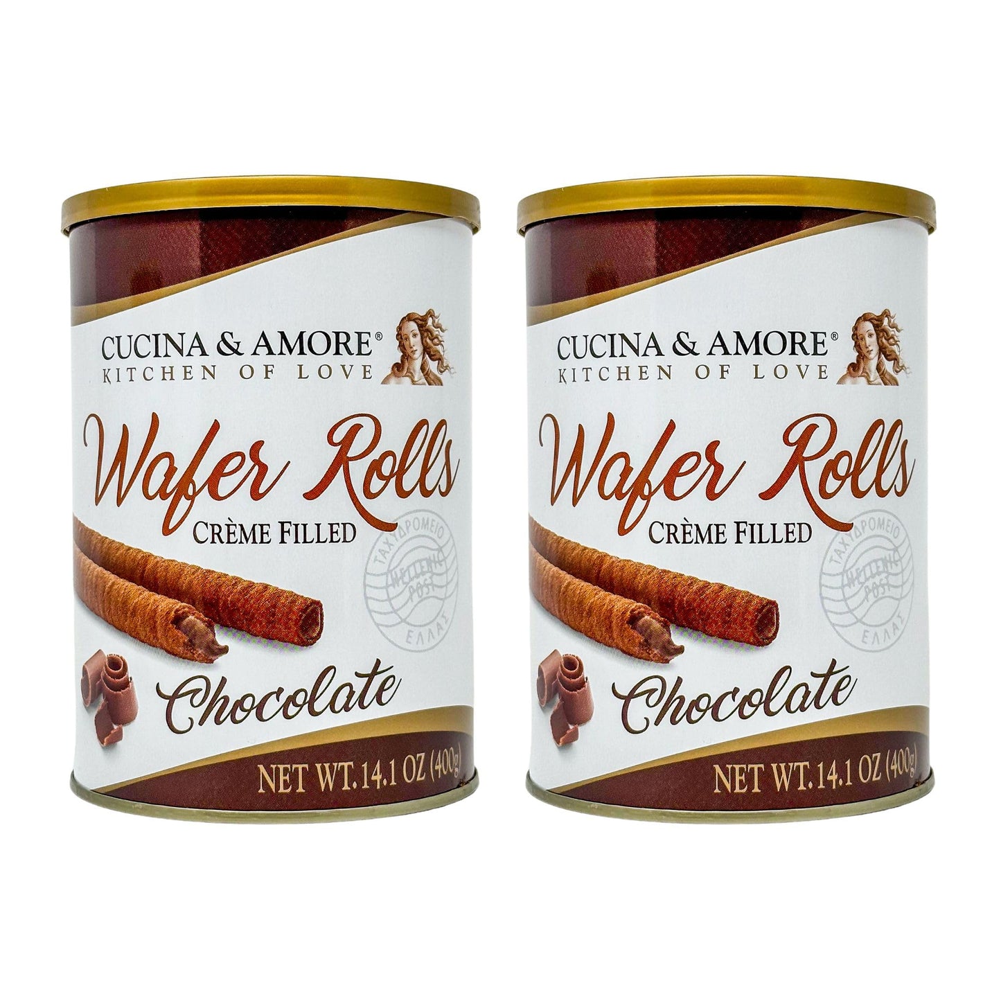 Cucina & Amore Crme-Filled Wafer Rolls  European Artisan Style  Made With Coconut Oil  Chocolate 14.1Oz - 2 Pack