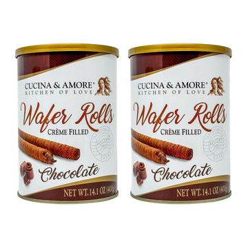 Cucina & Amore Crme-Filled Wafer Rolls  European Artisan Style  Made With Coconut Oil  Chocolate 14.1Oz - 2 Pack