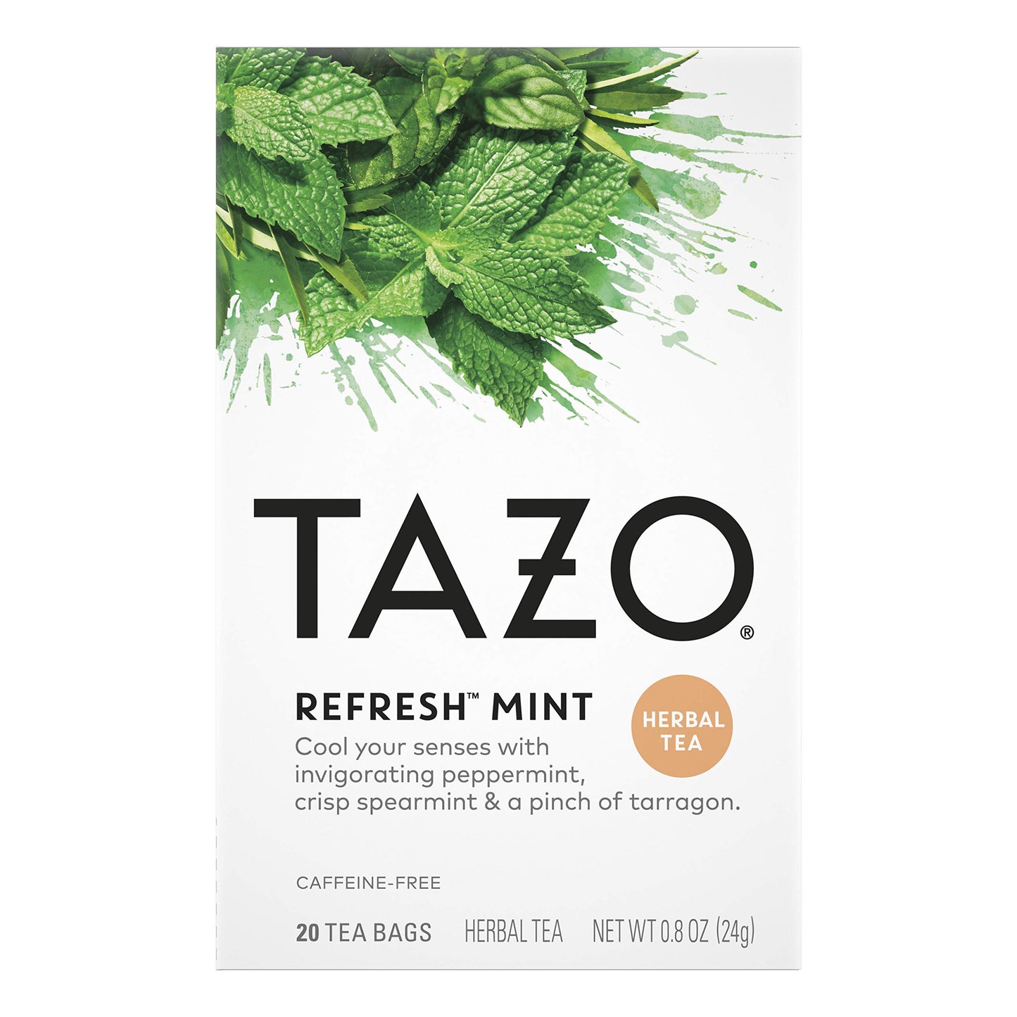 TAZO Herbal Tea Bags, Caffeine-Free Mint Flavor, 20 Bags per Pack, 6 Count