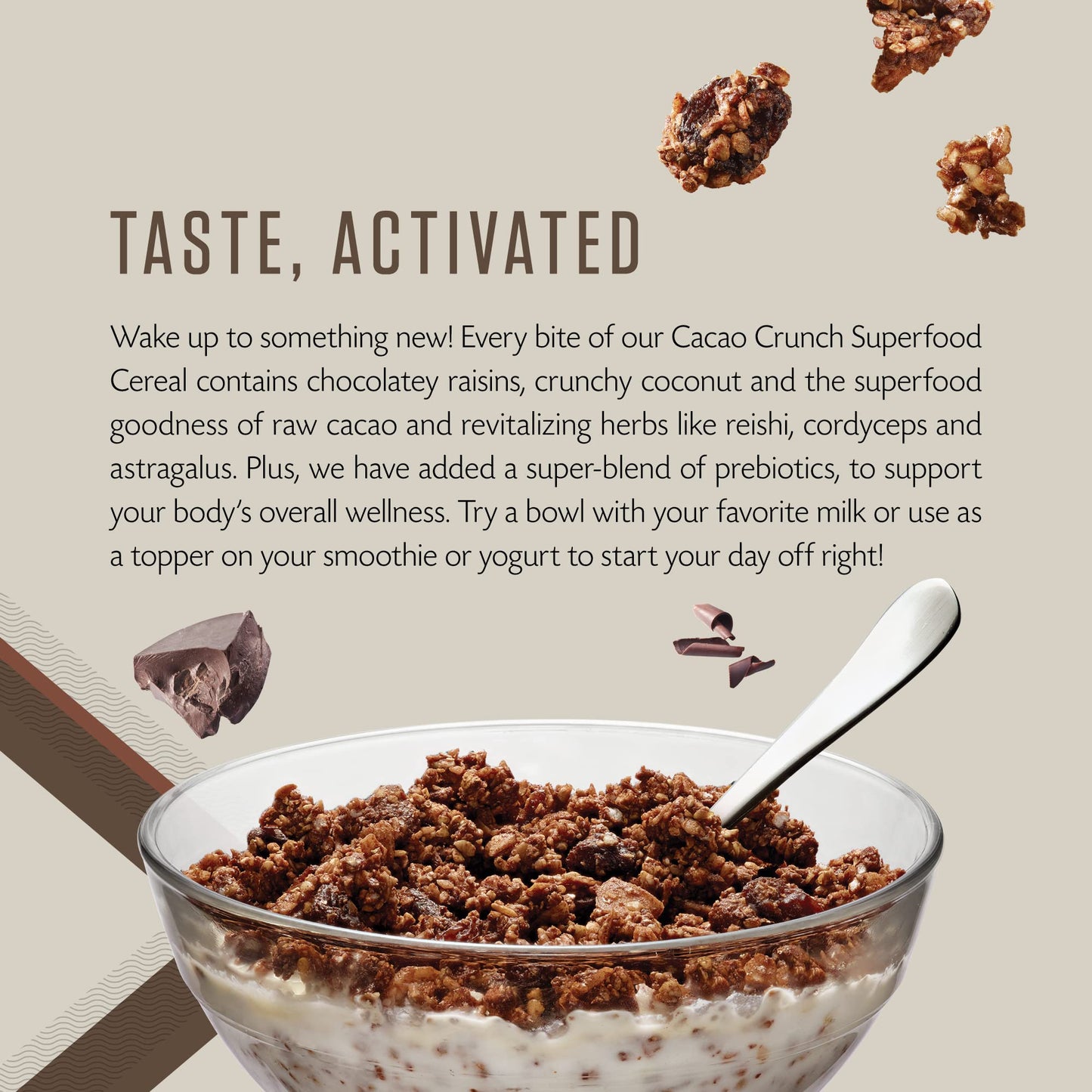 Living Intentions Organic Superfood cereal - cacao crunch - NongMO - gluten Free - Vegan - Kosher - 9 Ounce Unit (1 Pack)