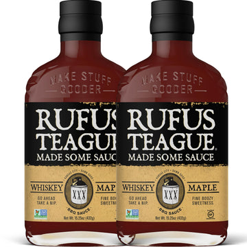 Rufus Teague BBQ Sauce, Whiskey Maple, Gluten-Free, Non-GMO, 2 Pack, 16 Fl Oz