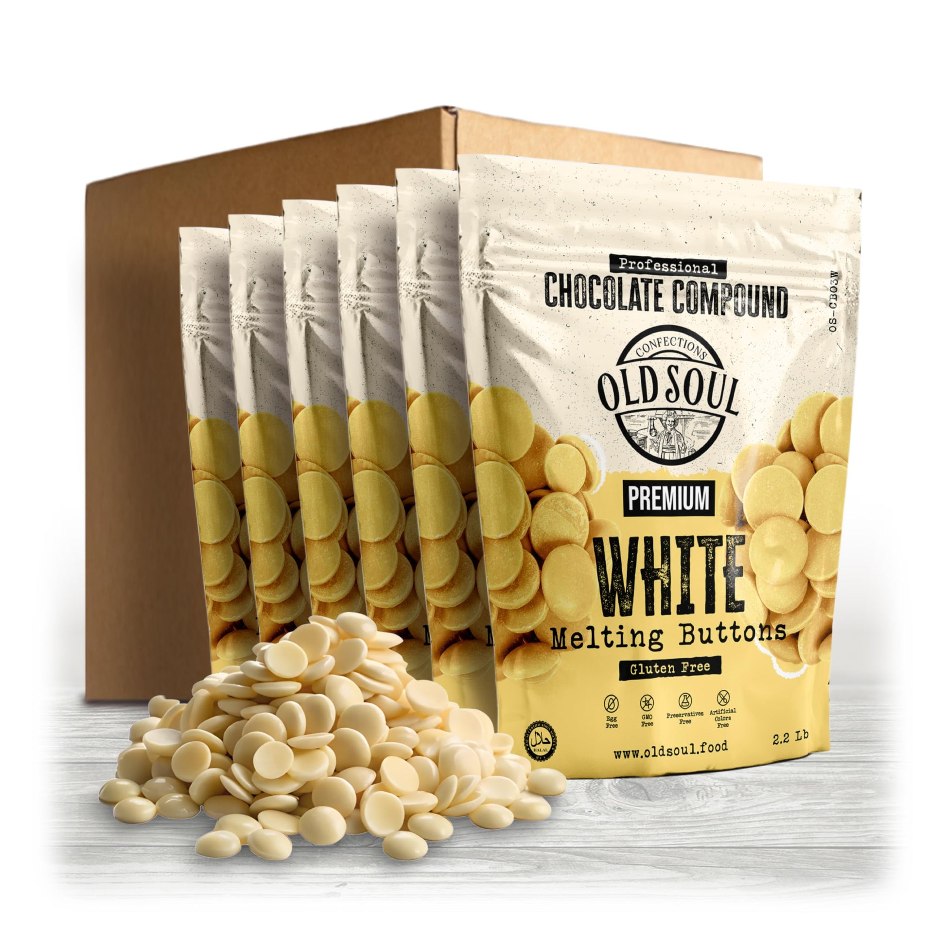 OLDSOUL Chocolate Compound Buttons 13.2 lb | White Chocolate | Smooth Melting | Perfect for Baking & Desserts (13.2 lbs, White C