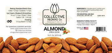 Almond Extract For Baking - Natural Flavoring Emulsion For Cookies, Frosting, Ice Cream, Smoothies & Beverage - 16 Fl Oz Kosher,