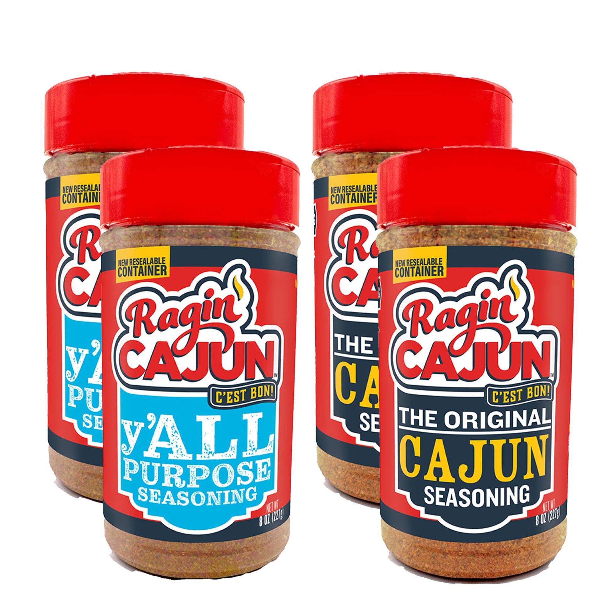 Mild Cajun Seasoning 8 oz (2) + Original Cajun Seasoning 8 oz (2) Variety Pack Ragin Cajun