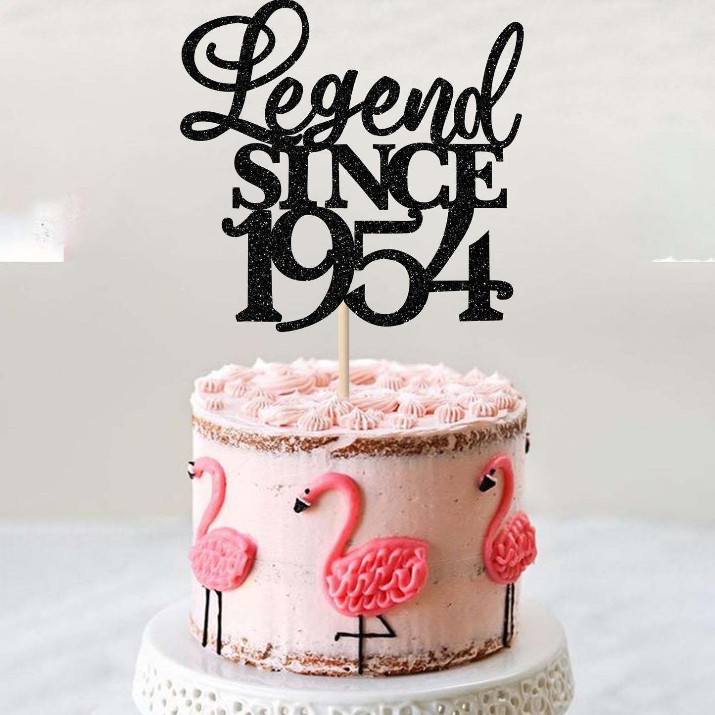 Rssta i Cake Topper - Legend Since 1955, Glitter, 5.3x9.2 inch, Cardstock, Black, Model XM310-black 1953, Birthday & Anniversary
