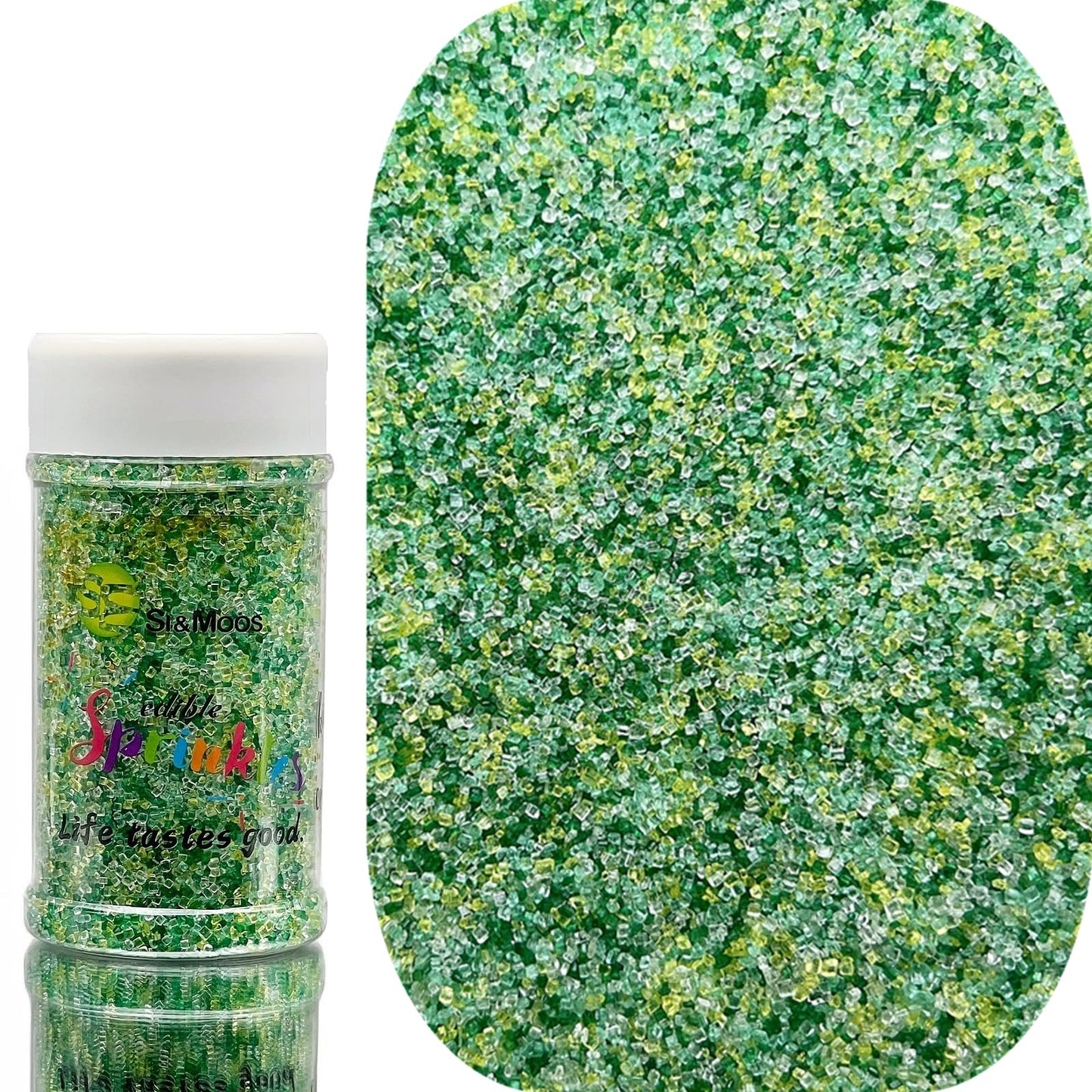 Se Si&Moos Green White And Yellow Sanding Sugar Sprinkles Green Sprinkles Sugar Rimmer For Cocktails, Edible Colored Sugars For