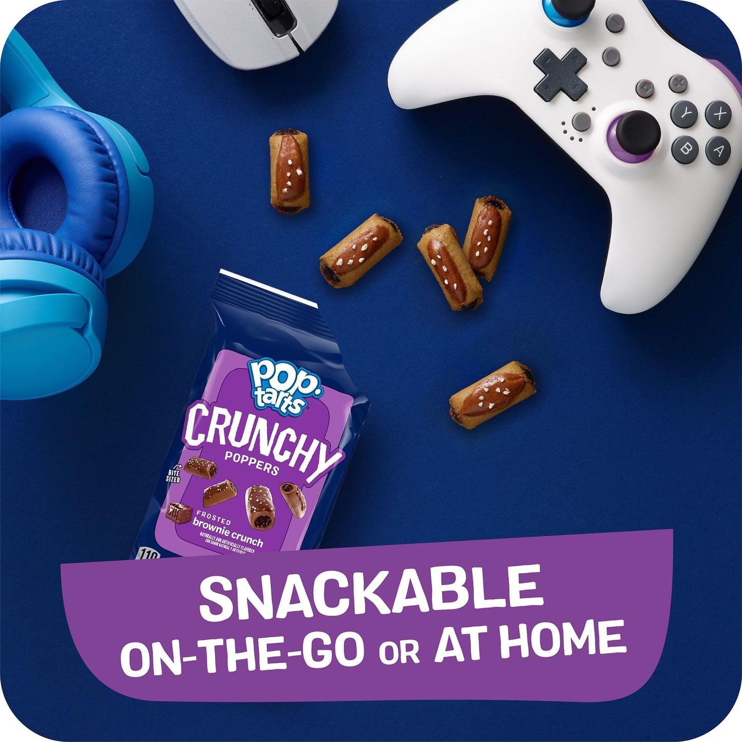Pop-Tarts Crunchy Poppers Crunchy Filled Snack Pieces, Kids Snacks, On-the-Go, Frosted Brownie Crunch (6 Boxes, 30 Pouches)