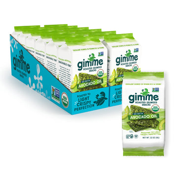 Gimme Seaweed - Sea Salt & Avocado Oil - 12 Count Sharing Size - Organic Roasted Sheets, Keto, Vegan, Gluten Free - Great Source