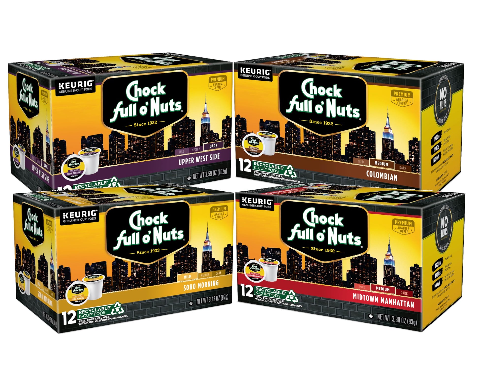 Chock full oNuts Keurig K-Cup Pods Variety Pack (4 packs of 12)