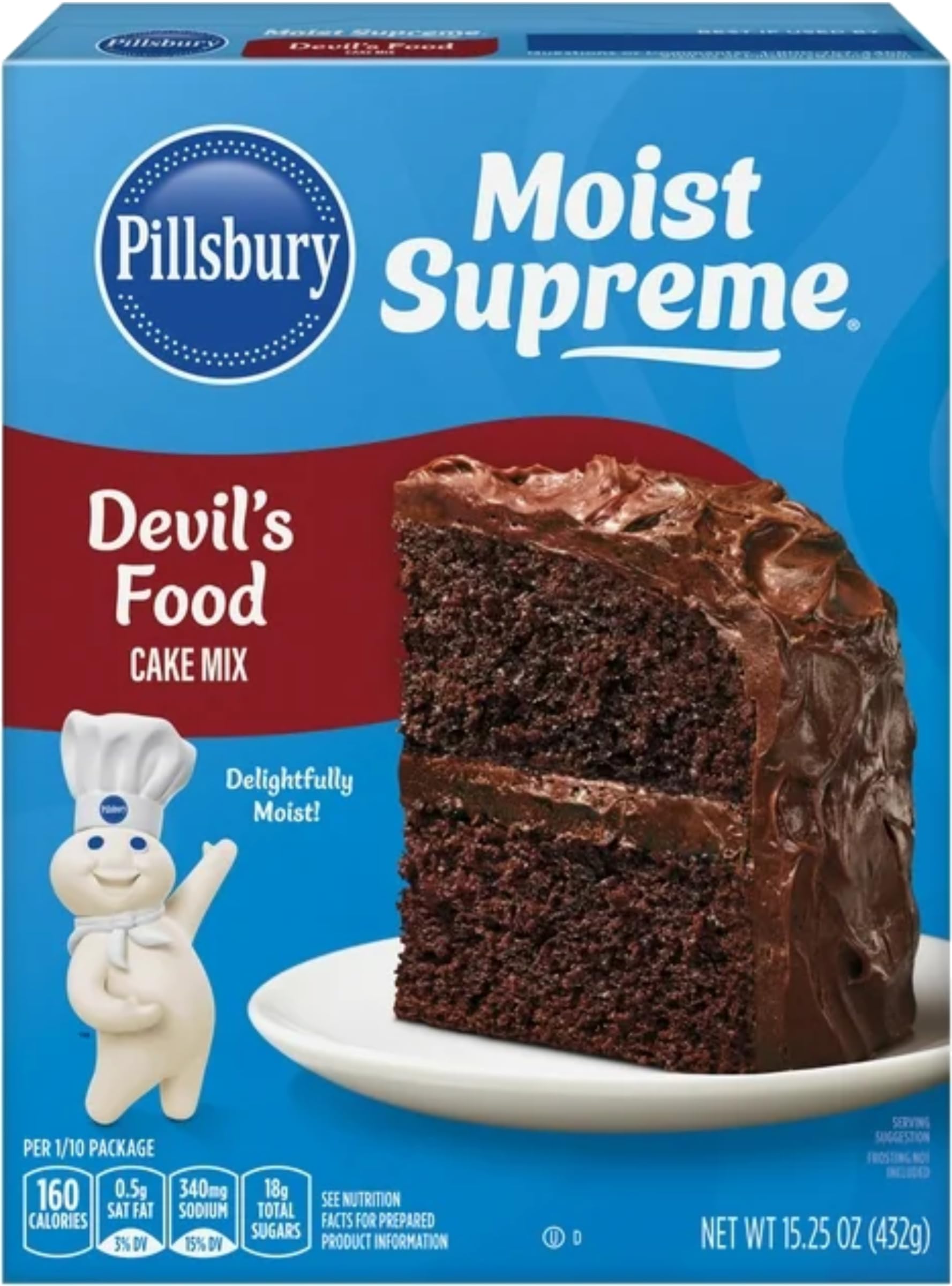Pillsbury Moist Supreme Devils Food Premium Cake Mix, 15.25-Ounce (Pack of 12)