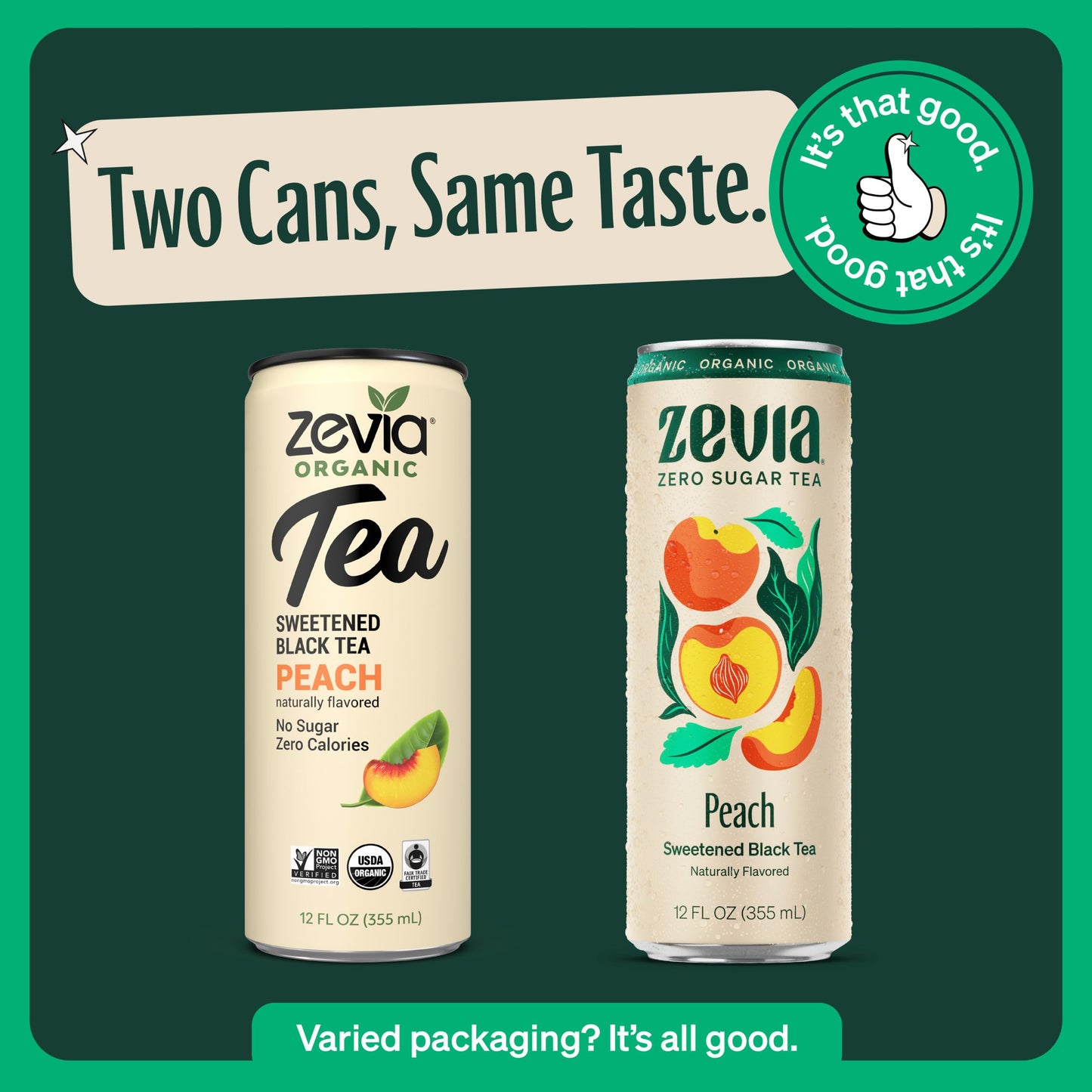 Zevia Zero Sugar Tea, Black Tea with Peach, 12 oz Cans (12-Pack) - Naturally Sweetened, Zero Calorie Sugar Free - Non-GMO Projec