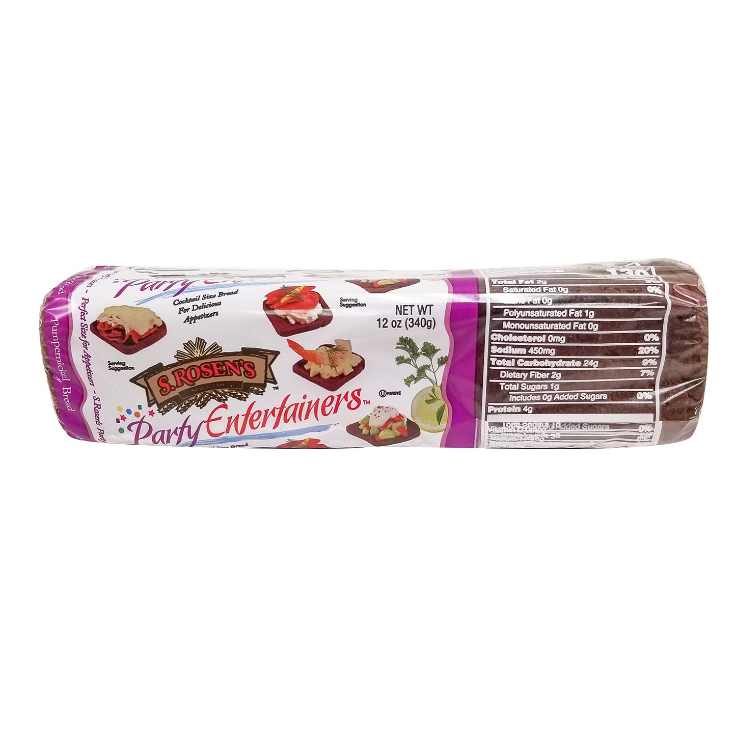 S. Rosens Cocktail Rye Bread - Pumpernickel, Case of 4 Loaves