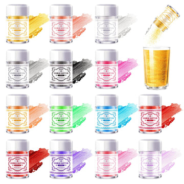 Edible Glitter for Cocktails - 14 Colors Luster Dust Edible Drink Glitter Food Grade Metallic Shimmer Powder Cake Sprinkles for 