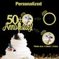 Sumerk 13 PCS Gold Glitter Cake Topper for 50th Anniversary Decorations, Medium Size, Wood Material
