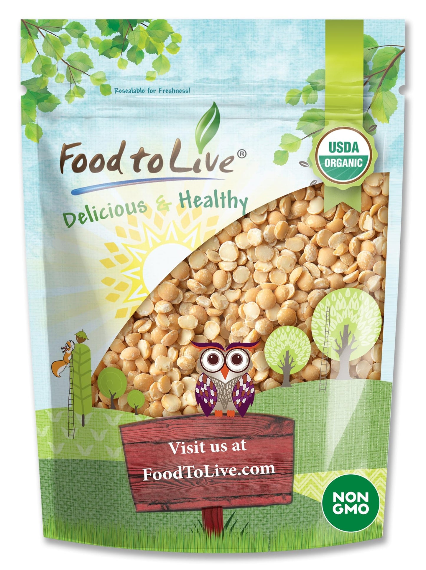 Food to Live Organic Split Yellow Peas, 3 Pounds - Dry Non-GMO Pulses. Legumes in Bulk. Good Source of Protein and Fiber. Easy t