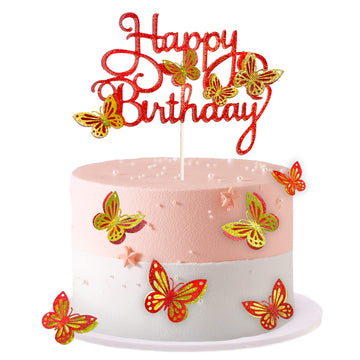 Miliyuki 13-Pieces Butterfly Cake Toppers 3D Butterfly Cupcake Topper For Girls Women'S Happy Birthday Cake Topper Birthday Cake