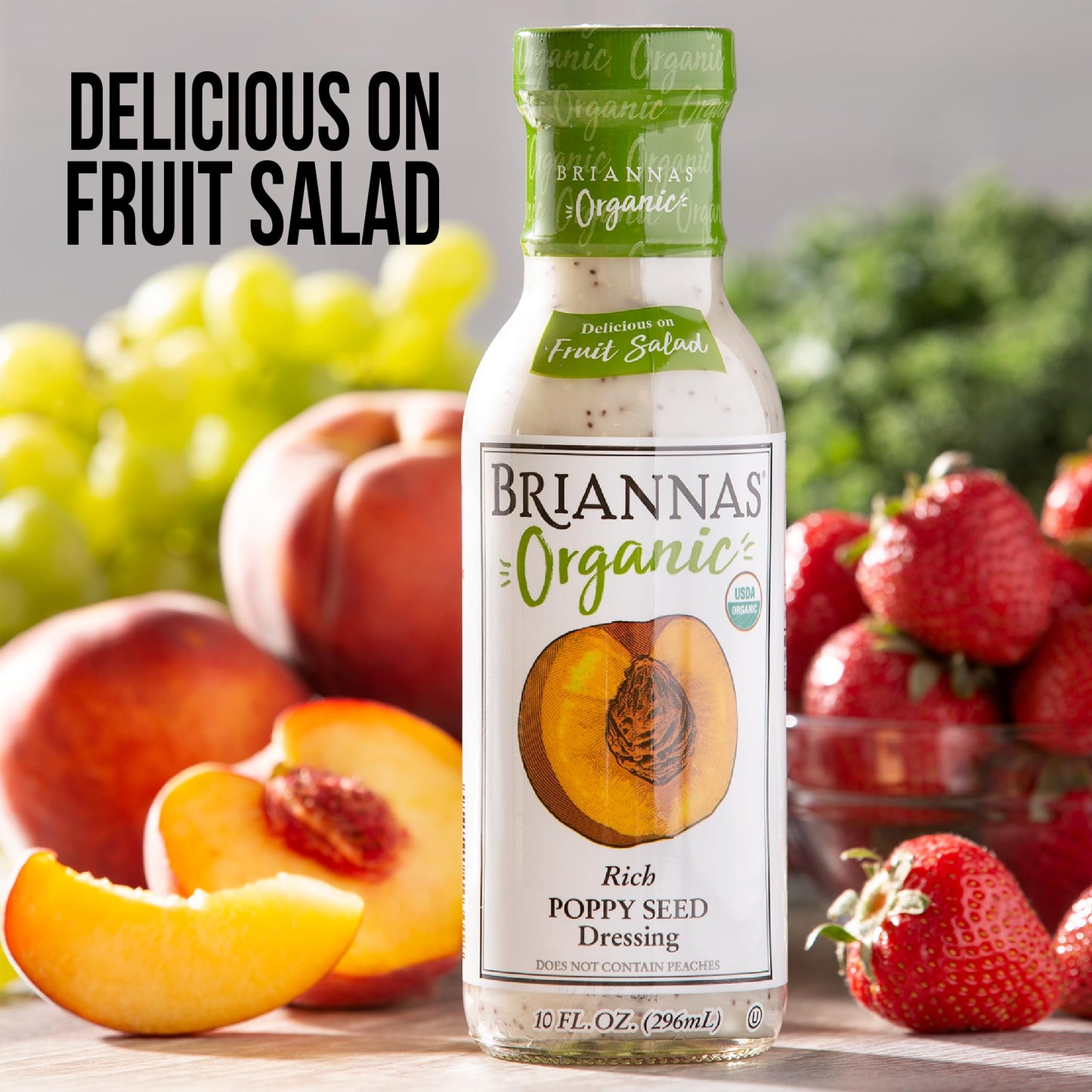 BRIANNAS Organic Poppy Seed Dressing - Certified Kosher Salad Dressing - 10 Fl Oz Bottle