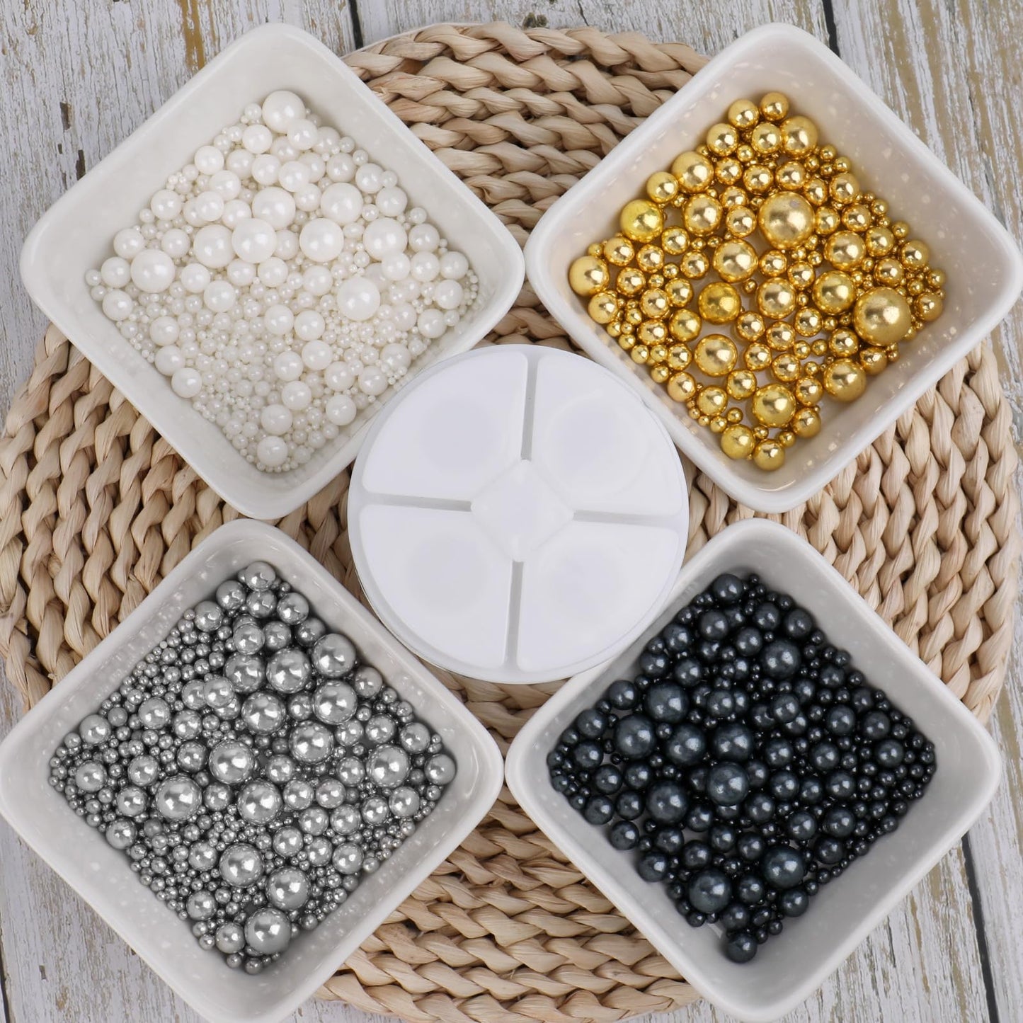 Sprinkles Pearl Mix 4 Colors For Cake Decorating, Gold White And Silver Sprinkles Black Pearl For Baking Cake Cupcake Cookie Ice