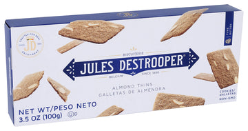 Jules Destrooper Almond Thins - Caramelized Butter Biscuits, Kosher Dairy, Authentic Made In Belgium - 3.5oz