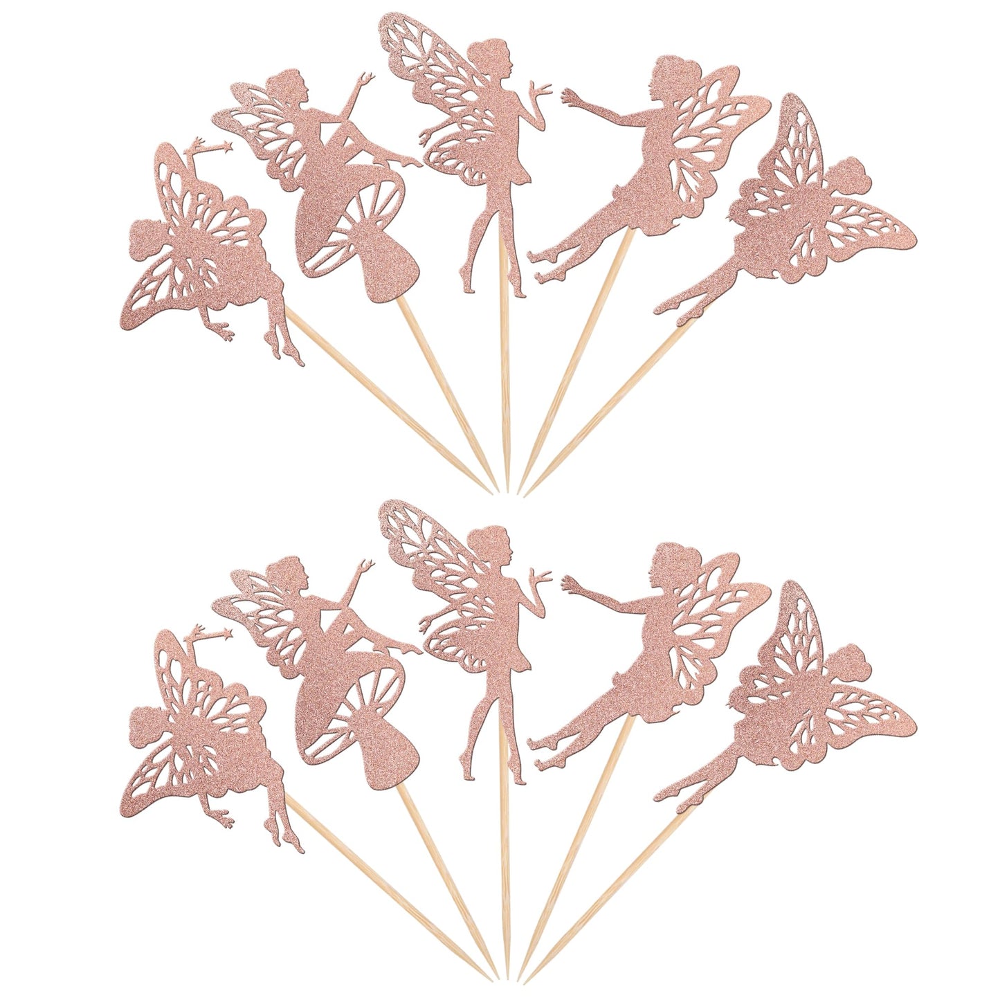 30 Pcs Fairy Cupcake Toppers Glitter Flower Angel Fairy Ballet Dancer Cupcake Picks For Wedding Bridal Shower Baby Shower Birthd