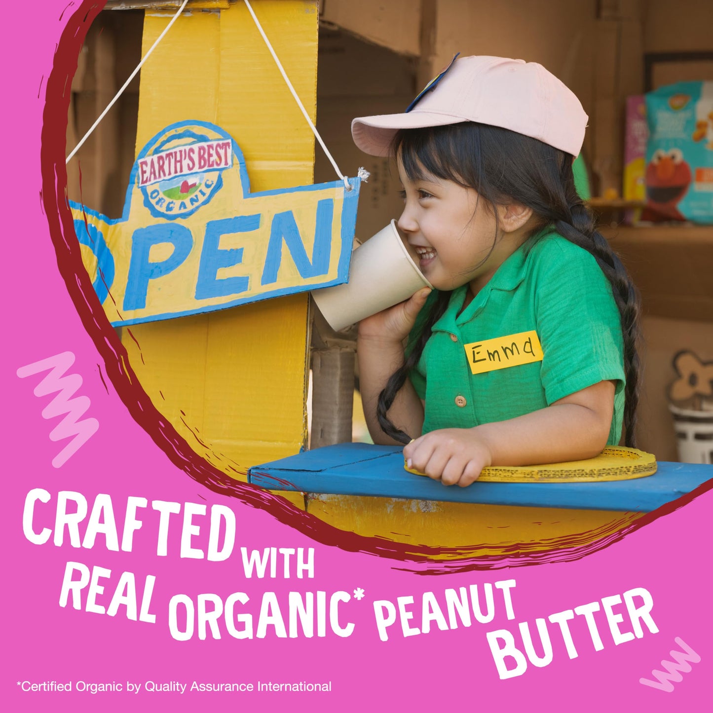 Earths Best Organic Kids Snacks, Sesame Street Toddler Snacks, Organic Pb&J Bites For Toddlers 2 Years And Older, Peanut Butter And Strawberry Flavored With Other Natural Flavors, 3.17 Oz (Pack Of 6)