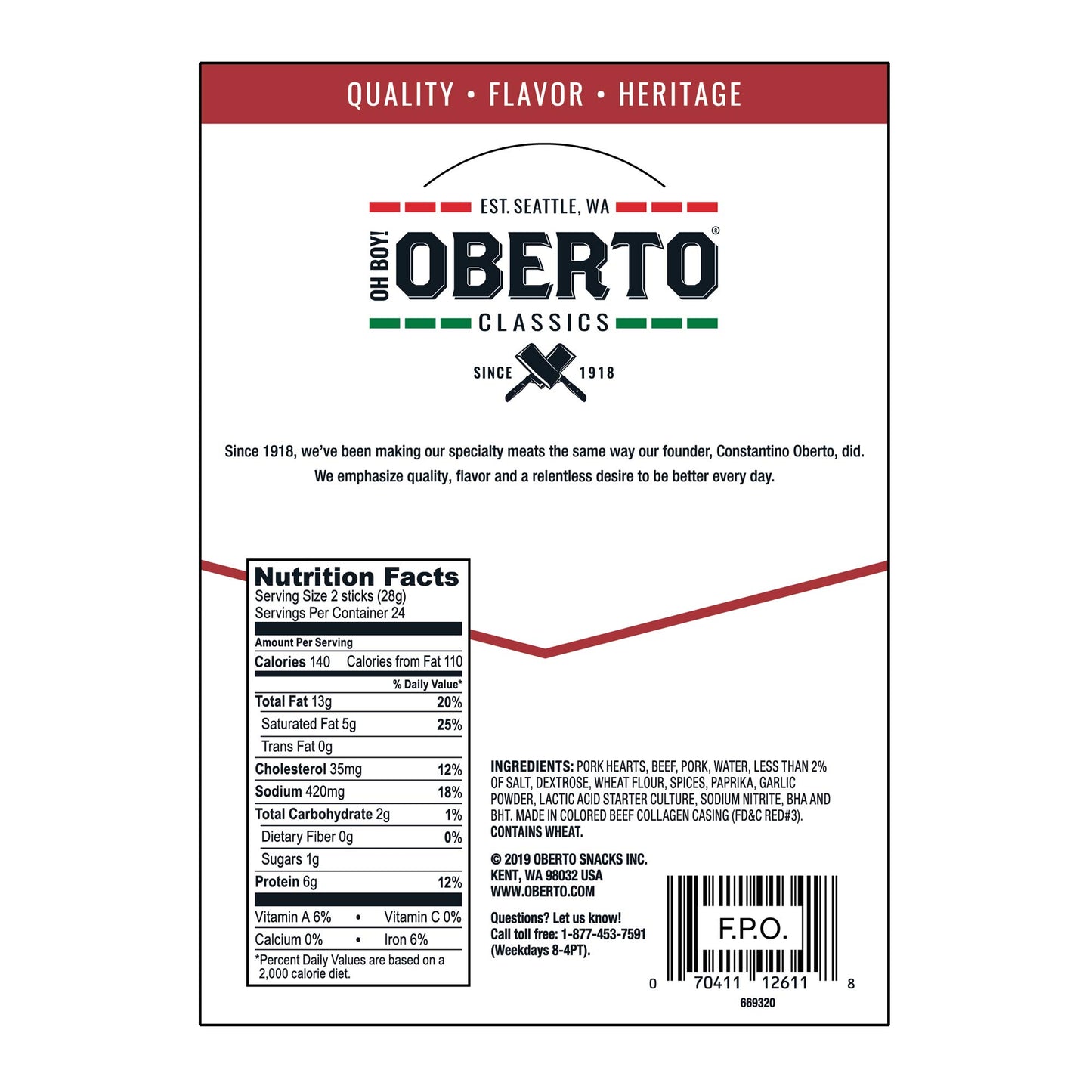 Oberto Smoked Sausages, Cocktail Pep, 3 Ounce (Pack of 8), Model 2621
