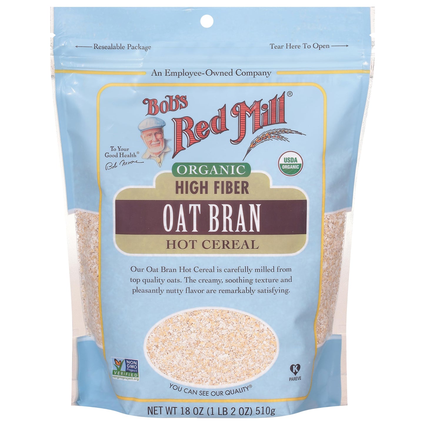 Bob'S Red Mill Organic High Fiber Oat Bran Hot Cereal, 18-Ounce (Pack Of 4)