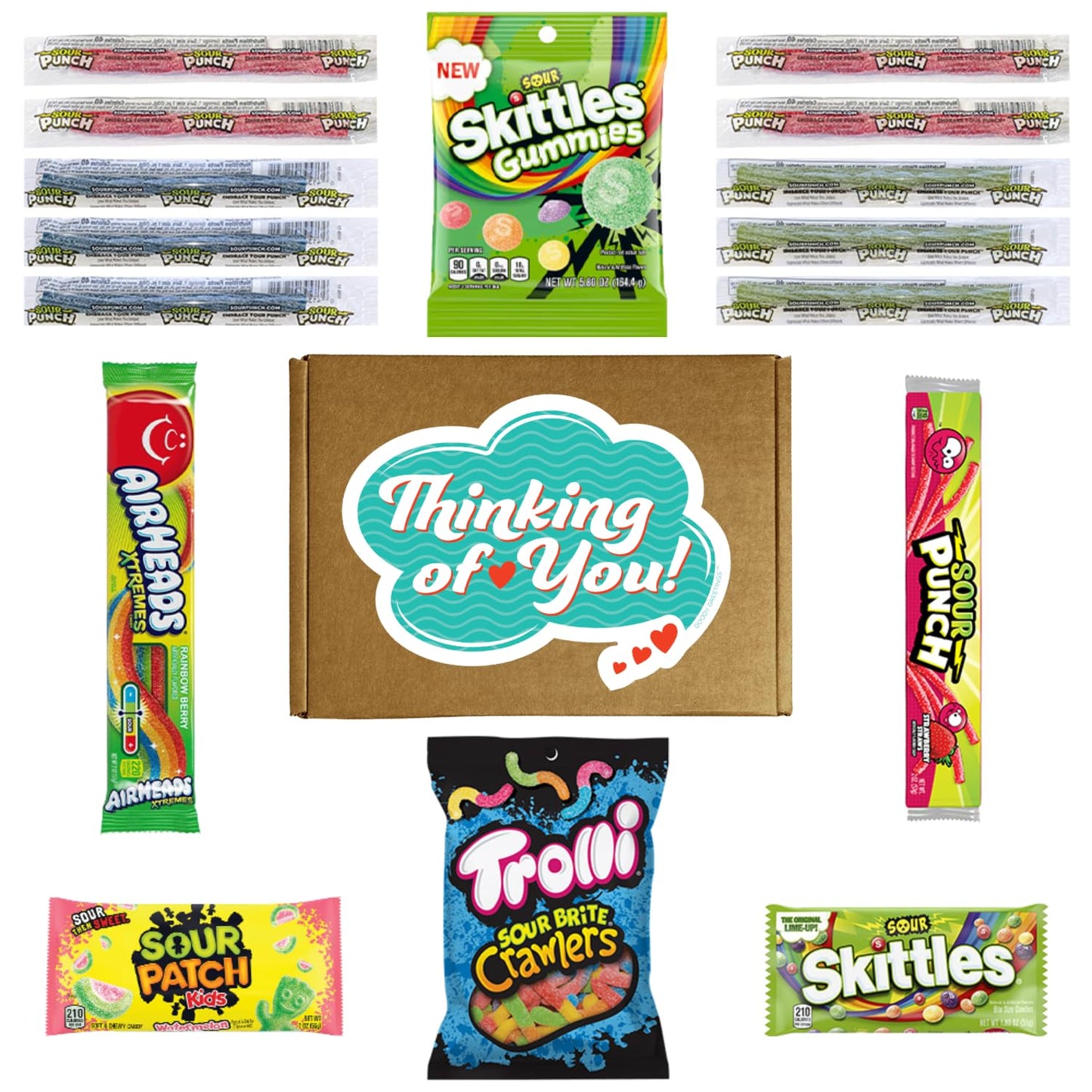 Hangry Kit Thinking Of You Sour Candy Kit - 16-Piece Variety Pack With All Your Favorite Sour Candy Classics In A 'Thinking Of Y
