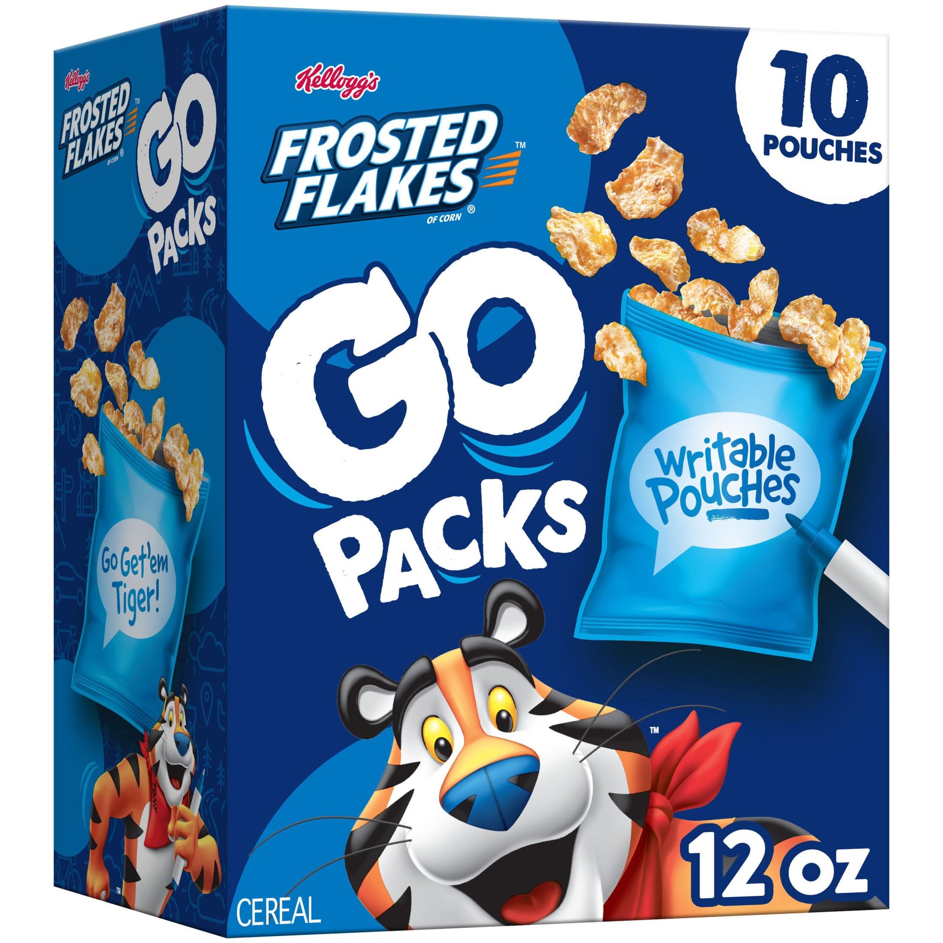 Kelloggs Frosted Flakes Go Packs Cereal  Kids Snacks  Lunch Snacks  Original  12oz Box (10 Pouches)
