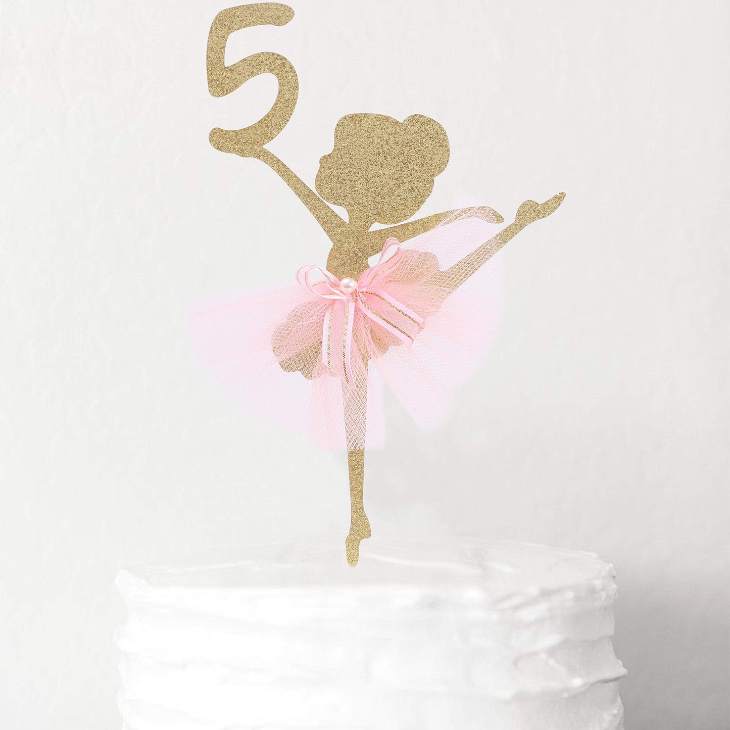WAWUO Ballet Cake Topper - Ballerina Birthday Decoration for 1 to 5 Years Old, Paper, 1 Count, Ballerina 5