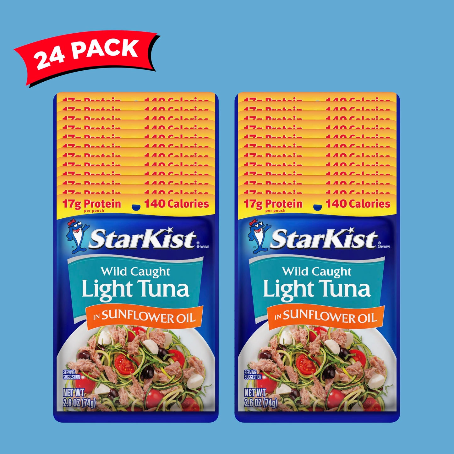 StarKist Chunk Light Tuna in Sunflower Oil, 2.6 Oz, Pack of 24