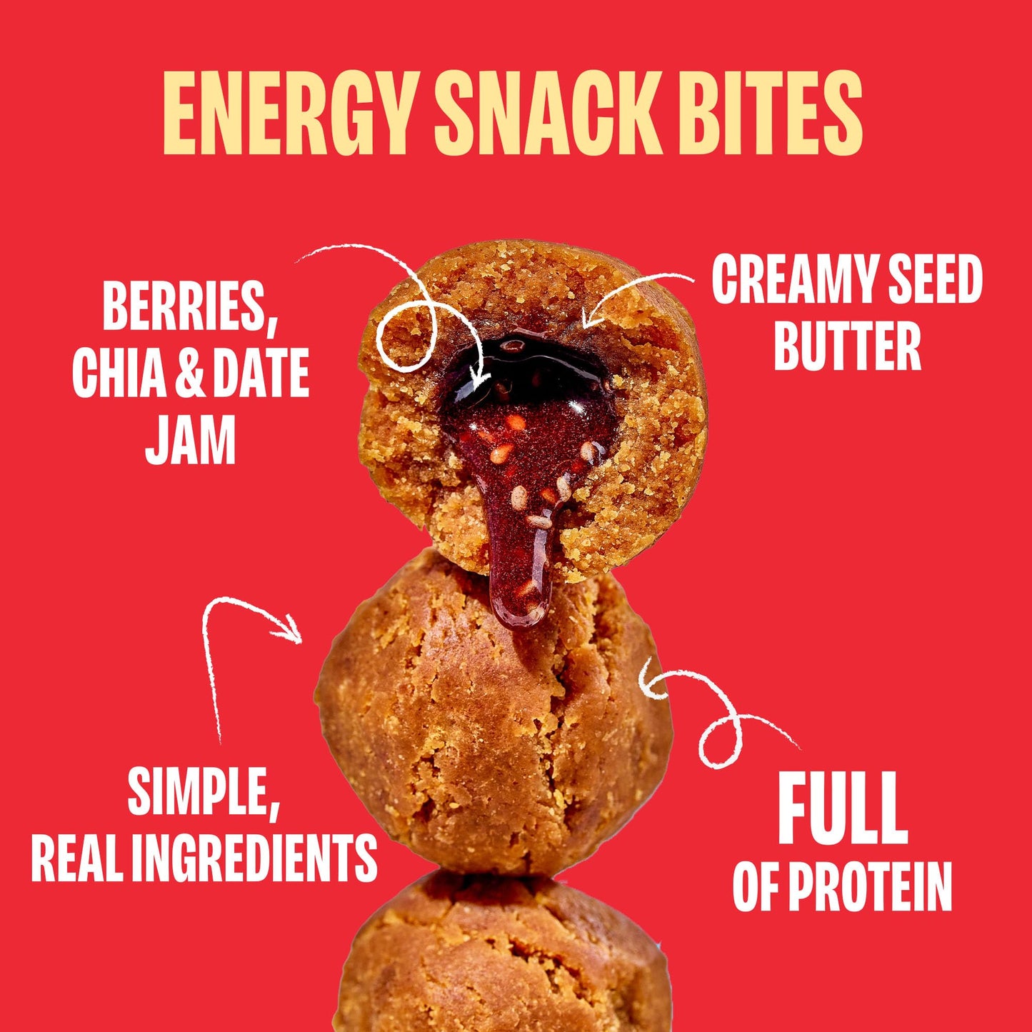 Chia Smash Energy Bites Variety Pack, Gluten-Free Vegan Snack Balls, 8 Pack (5 Bites), No Sugar Added, On-the-Go Convenience
