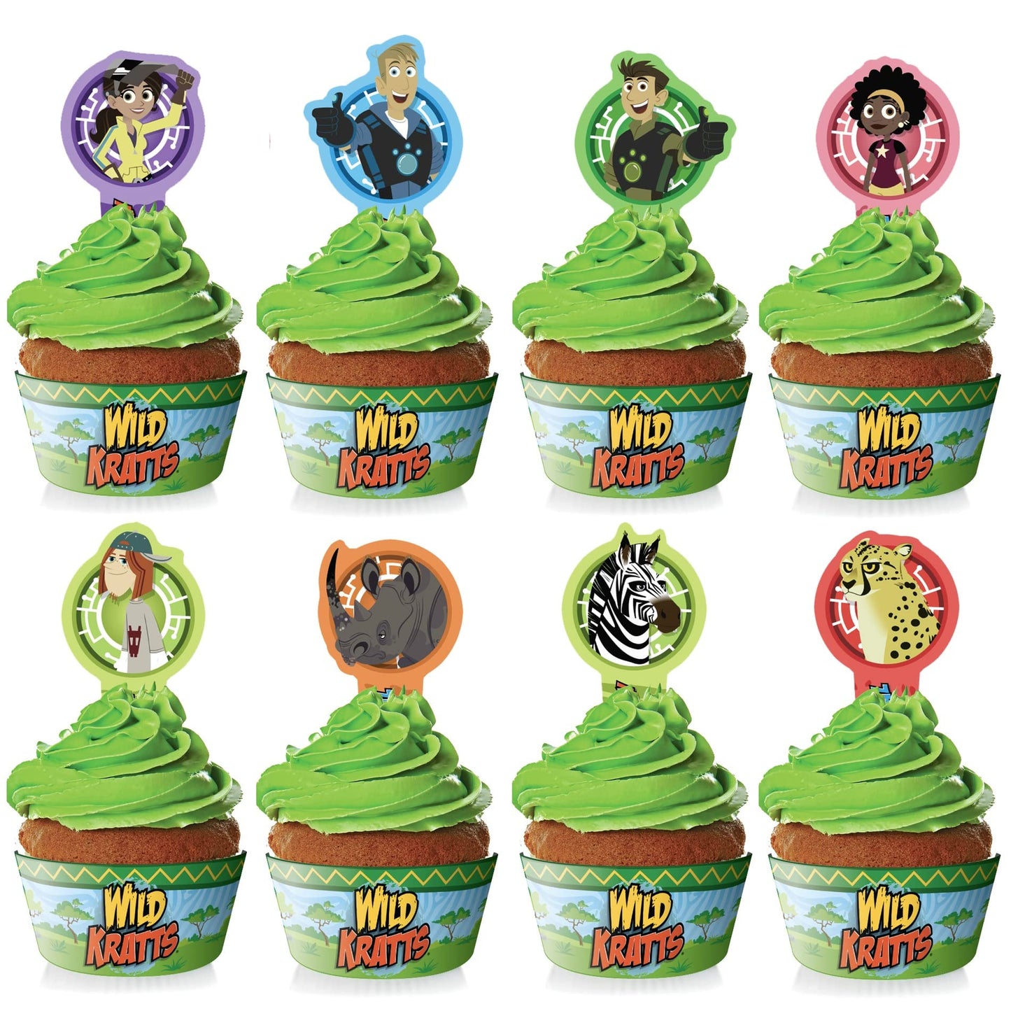 Treasures Gifted Wild Kratts Cupcake Toppers & Wrappers - 24ct Paper Party Supplies