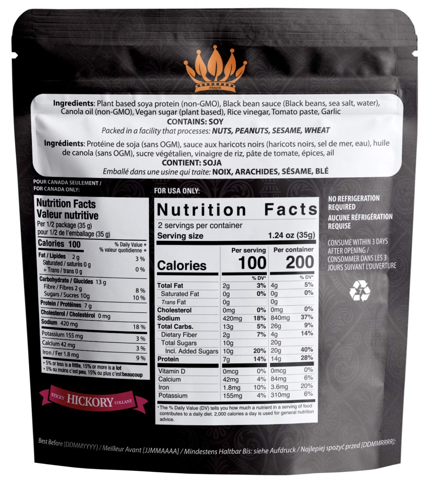 Noble Jerky - Vegan Jerky, Plant-Based High Protein Snack, Vegetarian, Non-GMO, Healthy Meat-Free Snack, Hickory Flavor, 3 Pack